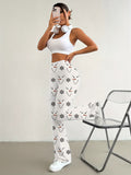 Women's High-Waist Flare Pants with Cute Snowman Print - Comfortable & Stylish, Perfect for All Seasons