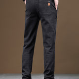 kkboxly  Men's Casual Warm Slim Fit Trousers, Semi-Formal cropped Pants For Fall Winter Business Leisure Activities