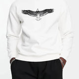 kkboxly Big Eagle Print Men's Crew Neck Long Sleeve Sweatshirt, Casual Wear, Men's Clothing