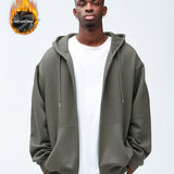 kkboxly  Solid Men's Hooded Jacket Casual Long Sleeve Hoodies With Zipper Gym Sports Hooded Coat For Winter Fall