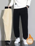 kkboxly  Men's Solid Casual Pants, Oversized Sports Sweatpants For Autumn/winter, Men's Clothing, Plus Size