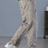 kkboxly Men's Casual Comfy Cotton Multi Pocket Pants, Chic Street Style Cargo Pants