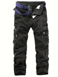 kkboxly  Men's Casual Multi Pocket Pants, Chic Cargo Pants For Outdoor Activities