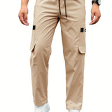 Classic Design Multi Flap Pockets Cargo Pants, Men's Casual Drawstring Cargo Pants Joggers For Autumn Summer Outdoor