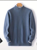 kkboxly Business Warm Wool Long Sleeves Pullover Sweaters, Men's Slim Casual High Neck Knitted Sweaters