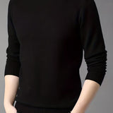 kkboxly Business Warm Wool Long Sleeves Pullover Sweaters, Men's Slim Casual High Neck Knitted Sweaters