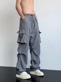 kkboxly  Loose Fit Multi Pocket Cargo Pants, Men's Casual Hip Hop Style Wide Leg Pants For Spring Summer Outdoor