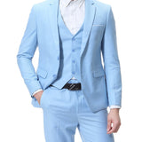 Formal 3 Pieces Set, Men's Two Button Jacket & Slanted Lapel Vest & Pants Suit Set For Business Dinner Wedding Party