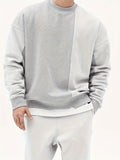 kkboxly Men's Trendy Solid Sweatshirt, Active Slightly Stretch Breathable Long Sleeve Loose Shirt For Outdoor