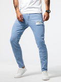 Men's Casual Light Blue Ripped Denim Jeans