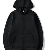 kkboxly  Solid Trendy Men's Hooded Jacket Casual Long Sleeve Hoodies With Zipper Gym Sports Hooded Coat For Winter Fall