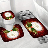 1/2/3pcs Christmas Bell Red Anti-Slip Bathroom Mat Set - Soft Polyester Nonwoven Bath Rugs With Absorbent Flannel Backing For Holiday Décor