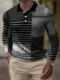 kkboxly Men's Striped Shirt, Casual Lapel Slightly Stretch Breathable Button Up Long Sleeve Shirt For Outdoor