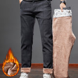 kkboxly  Men's Warm Fleece Retro Plaid Casual Pants For Fall Winter