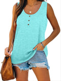 kkboxly  Button Down Sleeveless Cami Top, Solid Crew Neck Casual Fashion Sleeveless Loose Fit Tank Top, Women's Clothing