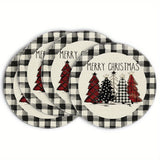 1 Set, Sm:e Waterclor Buffalo Plaid Christmas Trees Merry Xmas Table Runner, 13 X 72 Inch And Placemat 12 X 18 Inch Set Of 4, Seasonal Winter Holiday Kitchen Dining Table Room Funky Home Decoration For Indoor Outdoor Home Party Room Funky Home Decor