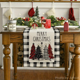 1 Set, Sm:e Waterclor Buffalo Plaid Christmas Trees Merry Xmas Table Runner, 13 X 72 Inch And Placemat 12 X 18 Inch Set Of 4, Seasonal Winter Holiday Kitchen Dining Table Room Funky Home Decoration For Indoor Outdoor Home Party Room Funky Home Decor