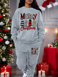 Cozy Fleece-Lined Christmas Tree Print Sweatshirt & Joggers Set for Women - Casual, Machine Washable, All-Season