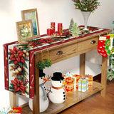 100% Polyester Woven Rectangular Christmas Poinsettia Table Runner - Festive Holiday Home Decor, Seasonal Table Linens for Rectangular Tables