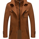 kkboxly Men's Stylish Woolen Coat: Double Collar Mid-length Jacket for Autumn/Winter Business Look