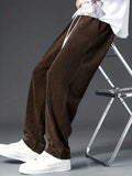 kkboxly  Men's Corduroy Comfy Straight Leg Pants, Casual Loose Fit Mopping Trousers For Fall Winter