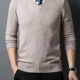 Men's Thick Warm Winter V-Neck Slim Knitted Pullover Sweater (Not Included Shirt)