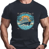 kkboxly Comic Cruise Pattern Men's Casual Short Sleeve Crew Neck T-shirt, Summer Holiday