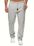 kkboxly Men's Casual Solid Color Pants, Fleece Slight Stretch Sweatpants