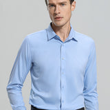 kkboxly  Slim Fit Shirt, Men's Semi Formal Lapel Button Up Long Sleeve Shirt For Spring Summer Business