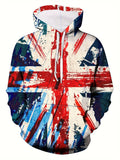 kkboxly Plus Size UK Flag Graphic Print Hooded Sweatshirt For Spring Fall Winter, Men's Clothing