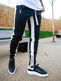 kkboxly  Color Block Joggers Track Pants, Men's Casual Stretch Waist Drawstring Zipper Pockets Sweatpants