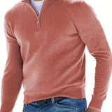 kkboxly Fleece Long Sleeves Zipper Stand Collar Pullover Thermal Underwear Tops, Men's Casual Top Shirts