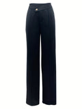 kkboxly  Straight Leg Pants, Solid Pants For Spring & Fall, Women's Clothing