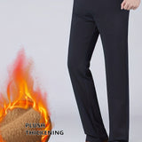 kkboxly  Warm Fleece Dress Pants, Men's Formal Stretch Dress Pants For Fall Winter Business