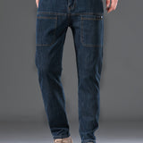 kkboxly  Men's Letter Print Street Style Denim Jeans, Fashion Trend, Can Be Paired With Chain Jewelry