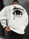 kkboxly Fashionable Men's Casual Tearful Eye Pattern Print,Long Sleeve Round Neck Pullover Sweatshirt,Suitable For Outdoor Sports,For Autumn And Winter,Can Be Paired With Hip-hop Necklace,As Gifts