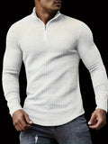 kkboxly  Trendy Waffle Sweatshirt, Men's Casual Solid V Neck Sweatshirt For Men Fall Winter