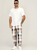 kkboxly Plus Size Men's Plaid Pants Oversized Loose Fit Pants For Spring Fall, Men's Clothing