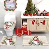 3-Piece Christmas Snowman Quick-Dry Microfiber Memory Foam Bathroom Mat Set with Anti-Slip Backing, Toilet Lid Cover, and U-Shaped Contour Rug for a Safe and Festive Bathroom