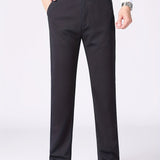 kkboxly  Classic Design Dress Pants, Men's Casual Solid Color Slightly Stretch Dress Pants For Spring Summer Business