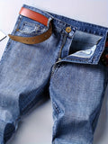 kkboxly  Men's High Quality Straight Leg Jeans For Business, Semi-formal Stretch Denim Pants