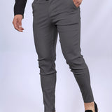 kkboxly  Slim Fit Slant Pocket Elegant Dress Pants, Men's Semi Formal Slightly Stretch Trousers For Spring Summer Banquet Party Dinner