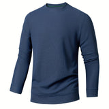 kkboxly  Men's Crew Neck Sweatshirt Pullover For Men Solid Color Sweatshirts For Spring Fall Long Sleeve Tops