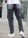 kkboxly Men's Casual Street Style Slim Patchwork Denim Pants For Spring Summer