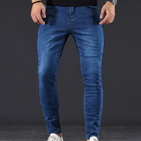 kkboxly  Men's Slim Fit Jeans, Street Style Distressed Medium Stretch Denim Pants