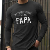 kkboxly PAPA Print, Men's Graphic Design Crew Neck Long Sleeve Active T-shirt Tee, Casual Comfy Shirts For Spring Summer Autumn, Men's Clothing Tops