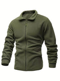 kkboxly  Men's Double-sided Fleece Tactical Sweatshirt, Casual Zip Up Coat For Fall Winter