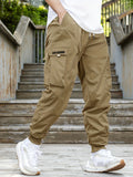 kkboxly Men's Loose-Fit Drawstring Cargo Joggers: Comfort and Style Combined!