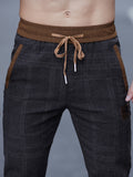 kkboxly  Men's Casual Warm Thick Tapered Pants, Chic Fleece Lined Retro Plaid Pants For Fall Winter