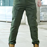 Trendy Solid Cargo Pants, Men's Multi Flap Pocket Trousers, Loose Casual Outdoor Pants, Men's Work Pants Outdoors Streetwear Hip Hop Style